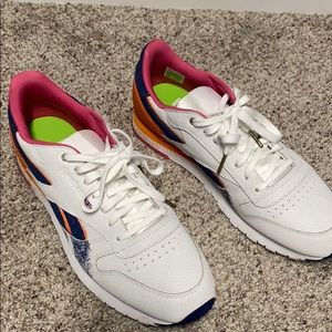 Reebok classic white, orange, blue and pink 11.5